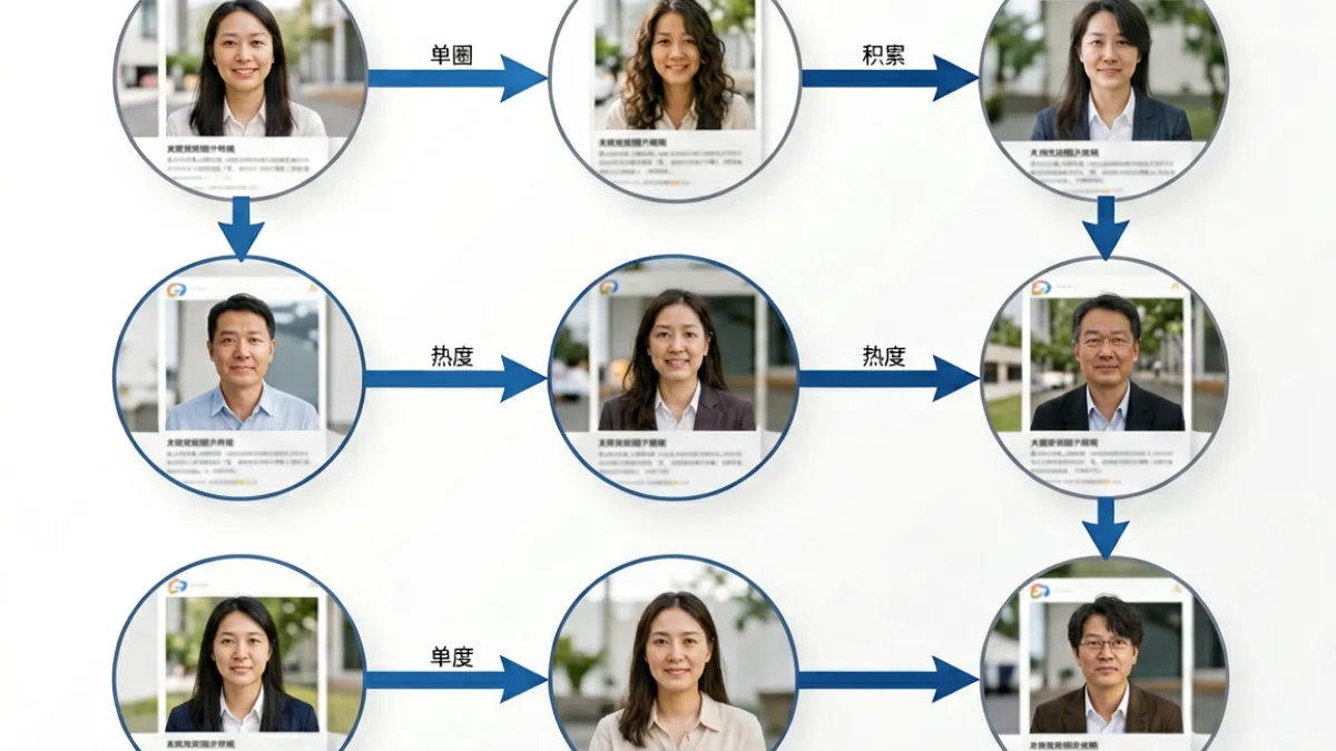 香蕉社区内容分发逻辑示意图，展示圈内热度积累与跨圈溢出推荐的路径流程